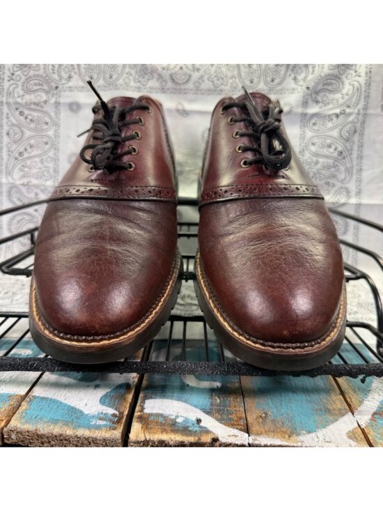H.S. Trask Oxfords Men\'s Dress Shoes 1035 Red Brown Leather Saddle Size 10.5M